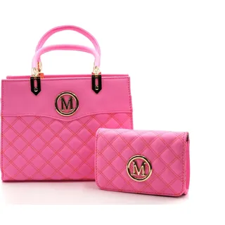 Damenhandtasche mit zusätzlicher Clutches verschiedene Farben 90060 - Pink Farbe: Pink - Rosa