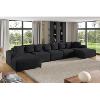 Wohnlandschaft Sofa U-Form Designersofa MEGAN XL in Stoff Poso Anthrazit