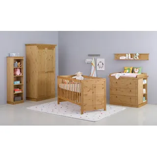 otto home »Indra, FSC® zertifiziertes Massivholz, zum Jugendzimmer umgestaltbar« beige (natur), B:391cm H:187cm T:54cm, Massivholz, Schlafzimmermöbel-Sets, Babyzimmer-Komplettset