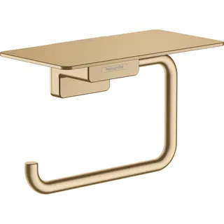 Hansgrohe AddStoris mit Ablage, Klopapierhalter für Wandmontage, Klorollenhalter, verdeckte Befestigung, Badezimmer Zubehör, Brushed Bronze,