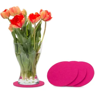 FILU Filzuntersetzer rund 15cm 4er Pack (Farbe wählbar) pink - Untersetzer aus Filz für Tisch und Bar als Glasuntersetzer/Getränkeuntersetzer für Glas und Gläser