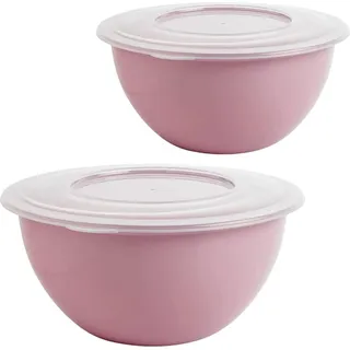Schüssel mit Deckel 5L, vielseitig, für Salat, Teig, Aufbewahrung, pastellrosa, 2er-Set - Rosa