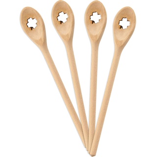 Spruchreif · Gourmetlöffel aus Holz · 4er Set Mini Holzlöffel · Motiv Kleeblatt · Mini Löffel als Deko Idee · Geschenkanhänger · Holzdeko · Geschenkidee Weihnachten