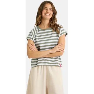 T-Shirt LIEBLINGSSTÜCK "TaraEP", Damen, Gr. 3XL, khaki, Single Jersey, Obermaterial: 100% Baumwolle, gestreift, hüftlang, Rundhals, Raglanärmel, Shirts T-Shirt, aus reiner Baumwolle, im Streifendesign