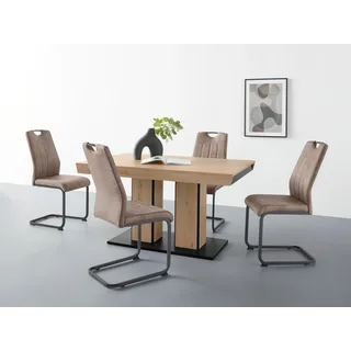 Hela »Agnes Esstisch ausziehbar, Tisch ausziehbar 140 -220 cm,«, (Set, 5 tlg.), Belastbarkeit 140 KG, bequem gepolstert mit Griff