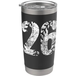 Baseball Softball Mom #26 Nummer 26 Distressed Schnürsenkel Weiß Doppelwandiger Edelstahl-Thermobecher