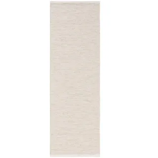 benuta Baumwollläufer Ron handgewebt 80x250 cm , Creme , Textil , Uni , Rechteckig , 80x250 cm , Oeko-Tex® Standard 100 , für Fußbodenheizung geeignet , Teppiche und Böden, Teppiche, Teppichläufer, Läufer