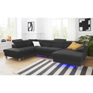 Cotta Wohnlandschaft »Komaris«, U-Form, B: 320 cm« mit Bettfunktion, Bettkasten & Licht,