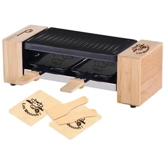 LITTLE BALANCE 8618 Raclette 2 personen, 320 w - 2 Brettchen, Antihaftbeschichtung, 1 oder 2 Personen, Bambus