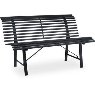 relaxdays Gartenbank Stahl anthrazit - Schwarz