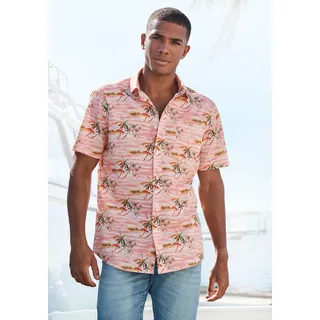 Beachtime Hawaiihemd »Regular fit«, Kurzarm, Freizeithemd mit Palmenprint, reine Baumwolle, rosa