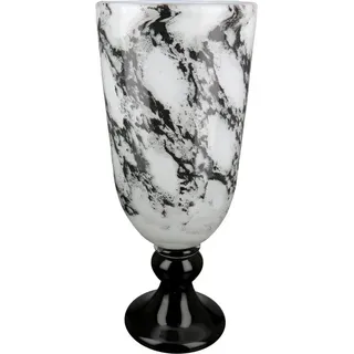 Casablanca by Gilde Tischvase »Pokal Vase Trophy, mit Marmorfinish« dekorative Vase aus Glas, Blumenvase, schwarz-weiß