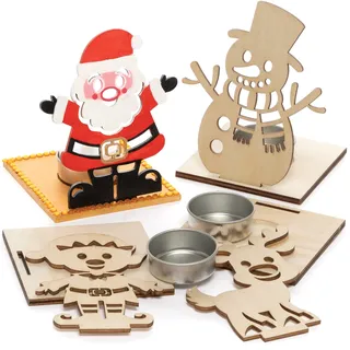 Baker Ross Weihnachtsbaum Teelichthalter 4er Pack Holz