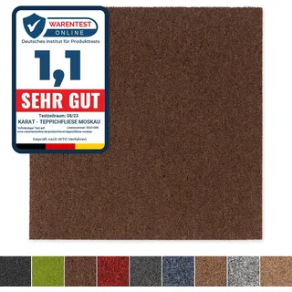 Karat Teppichfliesen Moscow Selbstliegend 50 x 50 cm Dunkelbraun