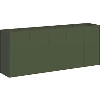 vidaXL Pflanzkübel Olivgrün 200/40/80 Cm Kaltgewalzter Stahl , Metall , Rechteckig , 40x80x200 cm , Gartenzubehör, Hochbeete