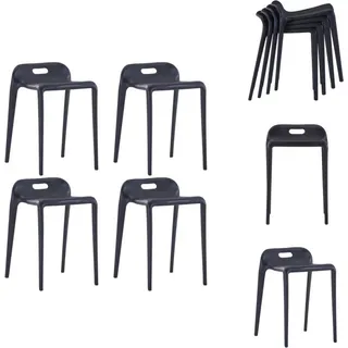 vidaXL Stapelbare Hocker 4 Stk. Schwarz Kunststoff - Barhocker - Schwarz