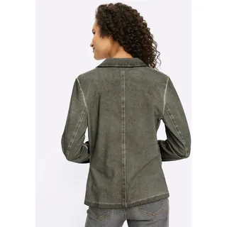 Sweatblazer HEINE "Sweatblazer", Damen, Gr. 34, khaki, 95% Baumwolle, 5% Elasthan, Blazer Sweatblazer