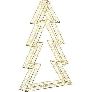 BELIANI Garten LED Weihnachtsbaum Silber Metall 60 x 8 x 40 cm Indoor Outdoor Tannenbaum mit Beleuchtung Stromanschluss Weihnachtsdekoration Weihnachten - Silber