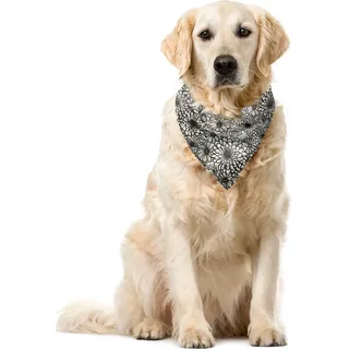 ABAKUHAUS Dahlie Haustier Bandana, Mutter Natur Botanik Bloom, 40x40 cm, Weises Grün und Eggshell - Grün