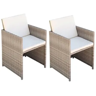 vidaXL Gartenstuhl 47 x 56 x 85 cm beige/weiß 2 St.