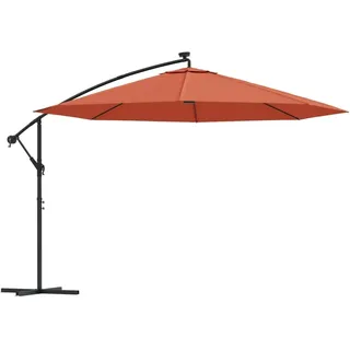 vidaXL Ampelschirm mit LED-Beleuchtung Stahl-Mast Terrakotta 350 cm - Braun