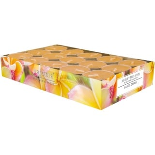 pajoma® Teelichte 30 Stück, Mango-Orange | Duft-Teelichte in Aluminiumhülle, Brenndauer ca. 4 Stunden - Höhe 1,5 cm ø 3,5 cm | Premium Qualität | Deko, Gastronomie, Outdoor, Windgläser, Hochzeit