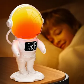 Tageslichtwecker Sonnenaufgang Lichtwecker Wecker mit Licht, Sunrise Wake Up, Smart Bluetooth Lautsprecher, 21 White Noise,Timer,Dual Alarm, Dimmbare Nachtlicht mit Farbewechel für Erwachsene & Kinder