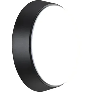 Luceco LED Eco Außenleuchte Rund, Außenlampe 10 Watt, Wandleuchte IP54 Wasserfest, Schwarz und Weiß Dekorring, EBER10S40-01