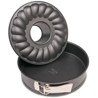 Dr. Oetker Springform mit Flach- und Rohrboden Ø 24 cm, Kuchenform aus Stahl mit Antihaftbeschichtung, Backform aus veredeltem Schwarzblech, Menge: 1 Stück, Gold, 1434