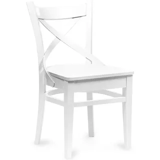 Konsimo Esszimmerstühl 2-tlg gestell aus Massivholz "TEMOS", Weiss, Holz, Scandinavian, 45,5x81,5x43 cm - Weiß