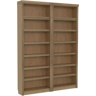 Bibliothek HOME AFFAIRE "Soeren Eiche Regal 2x Breite 80 cm", braun (eiche), B:160cm H:220cm T:29cm, Holzwerkstoff, Massivholz, Regale, Bibliothek, teilmassive Eiche, FSC-zertifiziert, Tiefe/Höhe: 29/220 cm