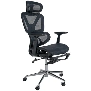 In And OutdoorMatch Bürostuhl Ted – Ergonomischer Stuhl – Rückenstütze – Arbeitsstuhl – Gamingstuhl – Elegantes Design - Schwarz
