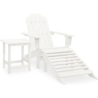 The Living Store Adirondack-Gartenstuhl mit Fußstütze & Tisch Tannenholz Weiß - Weiß