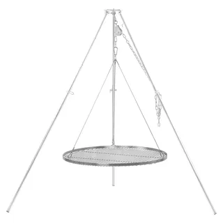 BBQ-Toro Dreibein Schwenkgrill mit Ø 80 cm Grillrost, verzinktes Eisen, Höhenverstellbar 119-184 cm - Silber