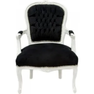 Casa Padrino Barock Salon Stuhl Schwarz / Weiss - Schwarz