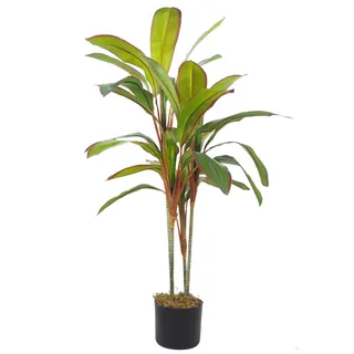 LeafLeafKunstpflanze im Topf, 100 cm, groß, LEAF-7298, 100 cm Großes Blatt Dracaena