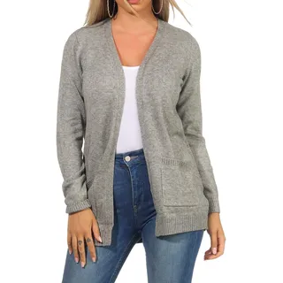 ONLY Damen Onllesly L/S Open Cardigan KNT Noos Strickjacke,Medium Grey Melange,XS