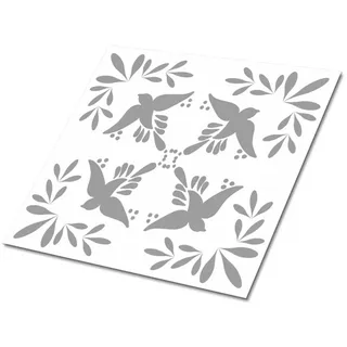 Tulup Fliesenaufkleber 9 Stück 30x30 cm selbstklebend Vögel , Grau , Textil , 30x1.6x30 cm , Tapeten & Wandverkleidungen, Wandtattoos & Sticker