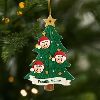 Geschenke Mall Personalisiertes Acrylique Ornamente - Die Familie Weihnachtsbaum - Weihnachtskugel mit Namen, Personalisierte weihnachtsdeko (Modell #8)