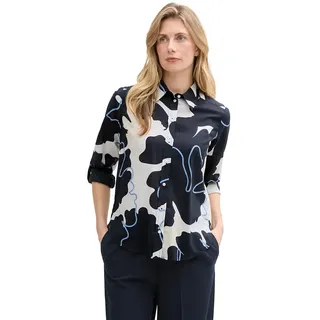 Tom Tailor Printed Collar Langarmbluse - Big Floral Shapes Design - 36