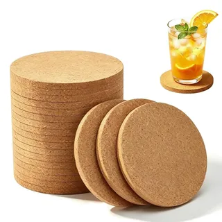 20 Stück Holz Korkuntersetzer, Korkuntersetzer Rund Set, 10cm × 3mm Untersetzer Kork, Korkuntersetzerrund, Kork Untersetzer, Hitzebeständige Topfuntersetzer Korkfür Küche, Bar, Wohnzimmer