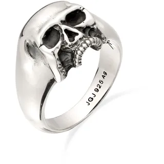 Siegelring KUZZOI "Ring Siegelring Totenkopf 925 Sterling Silber" Gr. 60, silber, Fingerringe, Herren, 60, Silber 925 (Sterlingsilber), Siegelring