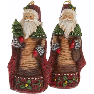 Weihnachtsmann "Weihnachtsdeko rot", grün, B:3cm H:10,5cm T:5cm, Polyresin, MYFLAIR MÖBEL & ACCESSOIRES, Dekofiguren, Weihnachtsmann, Baumschmuck zum Aufhängen, Höhe ca. 10 cm
