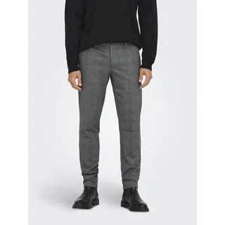 Elegante Chino Stoffhose Kariert | - Grau