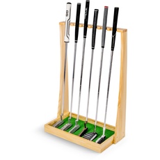 GoSports Premium Golf-Putterständer aus Holz, für 6 Schläger, Natur