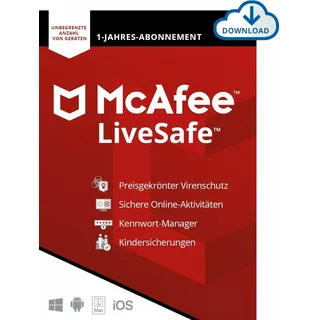 McAfee LiveSafe 2026 ESD 1 Jahr DE Win Mac Android iOS
