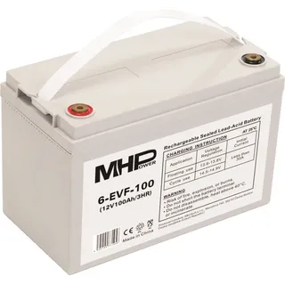 MHPower 6-EVF-100 Traktions-Gelbatterie 12 V/100 Ah, Anschluss T3 – M8, Deep Cycle