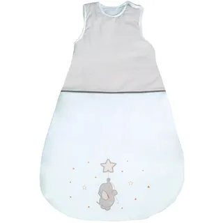roba Schlafsack 90 cm Happyfant - Babyschlafsack ganzjährig für Sommer & Winter - Atmungsaktive Baumwolle - Elefanten Motiv - Weiß / Beige