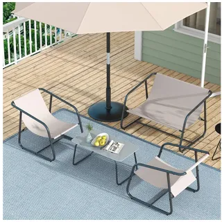 Outsunny Gartenmöbel-Set Sitzgruppe mit 2 Sesseln, Zweisitzer, Couchtisch