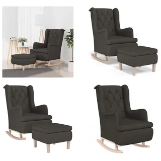 vidaXL Schaukelsessel mit Hocker Dunkelgrau Stoff - Sessel Mit Hocker - Sessel Mit Hockern - Schaukelsessel Mit Hocker - Schaukelsessel - Grau